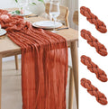Asee'm 4pcs Cheesecloth Table Runner 120 Inches Long Terracotta Boho Gauze by Aseem