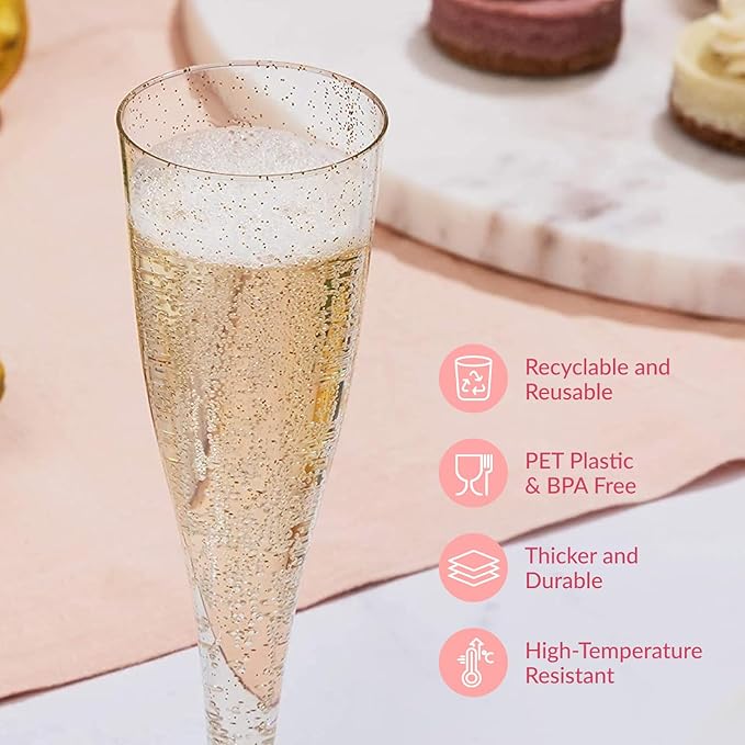 Prestee 24 Plastic Champagne Flutes - Image 5
