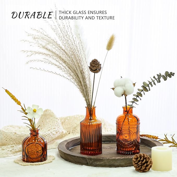 12Pcs Glass Bud Vase Set, Small Dark Brown Flower Vase - Image 5