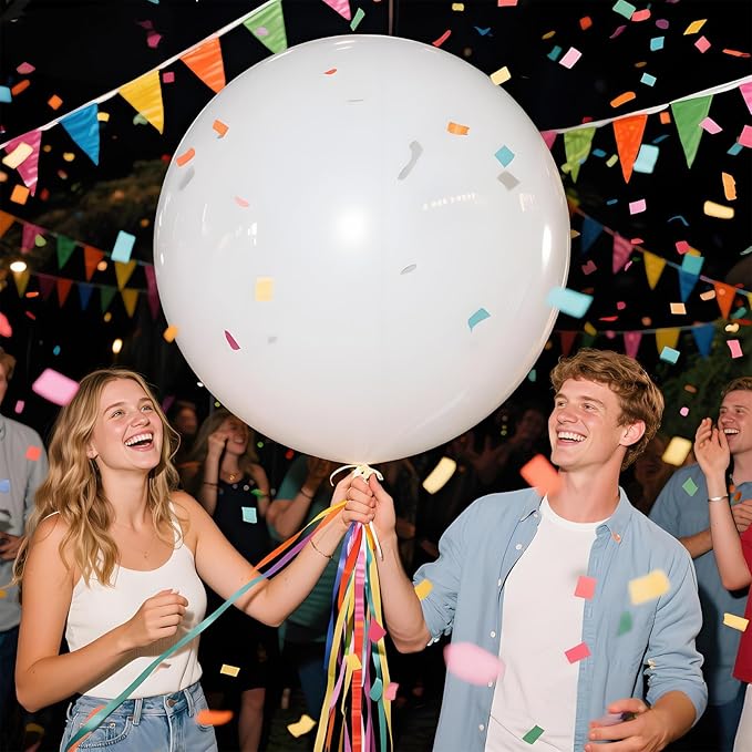 KAWKALSH White Balloons 9pcs 36 Inch Extra Large Big Jumbo Giant Matte White - Image 5