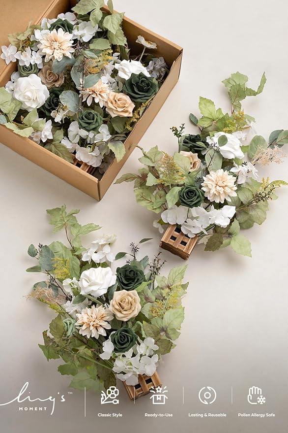 Ling's Moment 17.5" Tall Standing Artificial Flowers Arrangements 4pcs Fall - Image 9