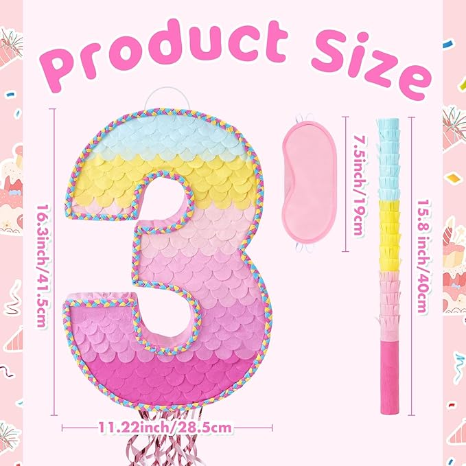 WERNNSAI Pink Sweet Three Pinata - Image 3
