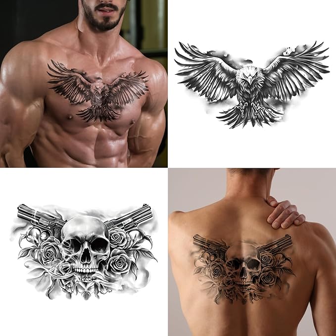 Yazhiji 13 Sheet Large Chest Underboob Temporary Tattoos - Image 7