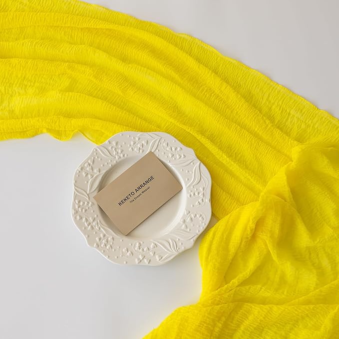 6pcs Yellow Gauze Rustic Cheesecloth Table Runner 120 Inch 10 FT - Image 5