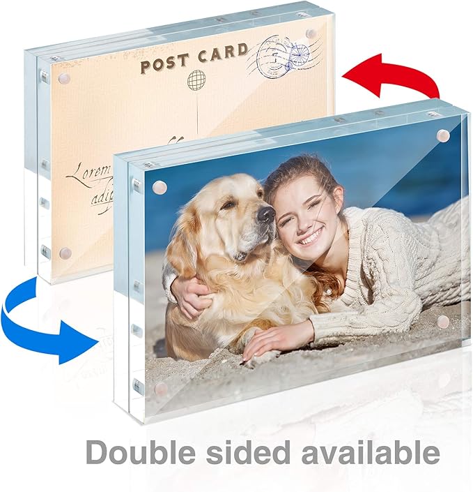 TWING 5 Pack 4 x 6 Acrylic Frame, Horizontal Magnet Double Sided 4x6 Picture - Image 3