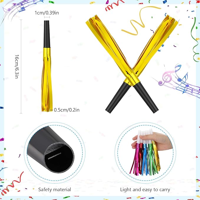 Metallic Fringed Noise Makers, for Noise Makers Party Favors, Baby Shower - Image 5