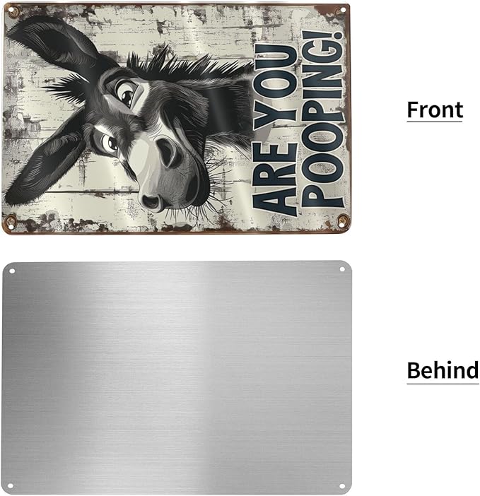 Funny Donkey "Are You Pooping?" Tin Sign - Image 6