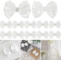 White Satin Bows 4'' Premade White Ribbon Bows, Gift Bows by LiBongTa