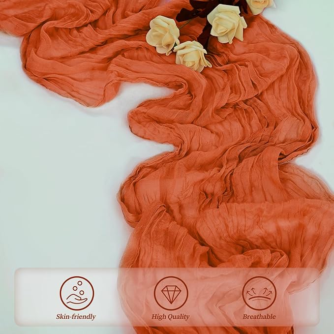 Orange Cheesecloth Table Runner 12 Pack 10FT Boho Fabric Rustic Cheese Cloth - Image 5