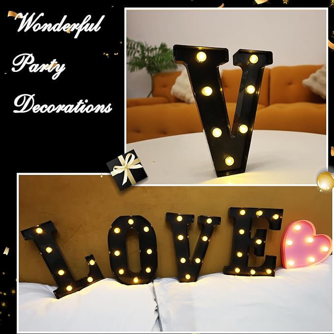 Led Marquee Letters, 8.58 Inch Black Light Up Letters, Small Led Letter Lights - Image 3