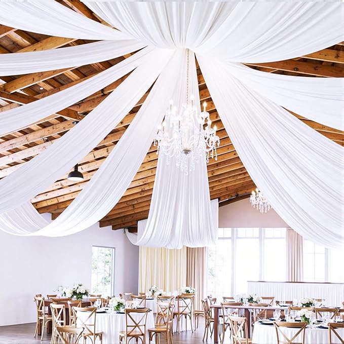 PartyVillage 6 Panels 5ftx30ft White Ceiling Drapes by PartyVillage