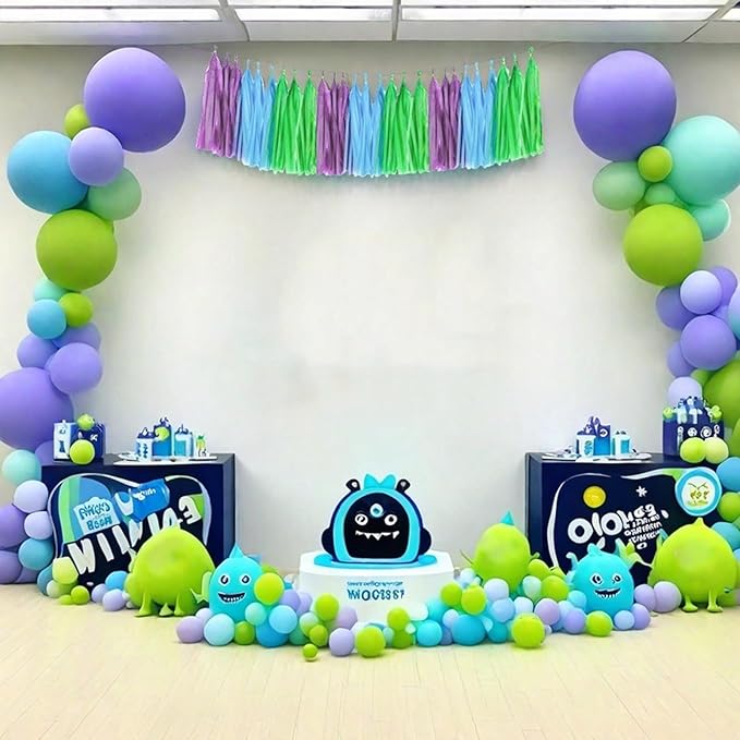 Blue Green and Purple Tassel Garland Banner Paper Tassels - Image 5
