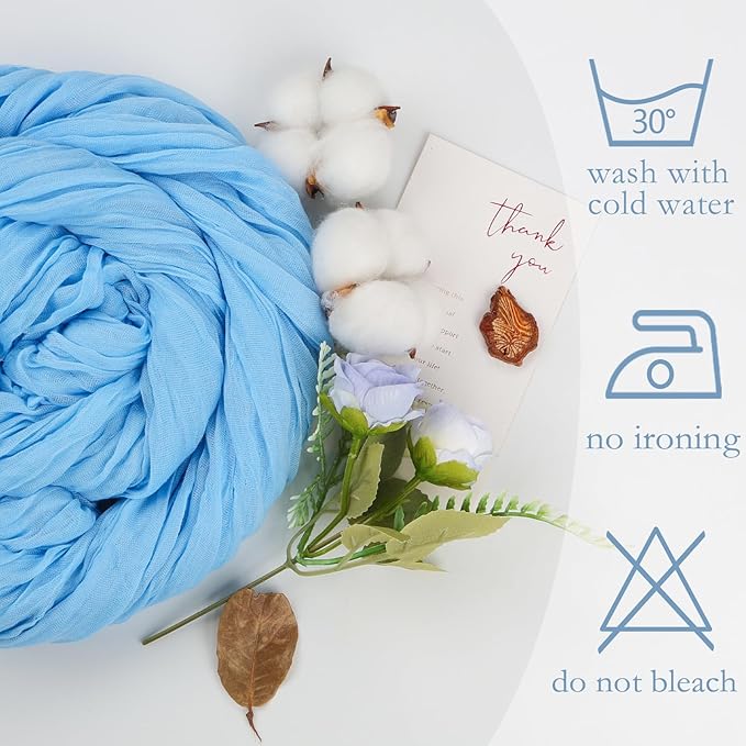 6 Pack Baby Blue Fall Table Runner 10ft Boho Gauze Fabric Cheesecloth Table - Image 5