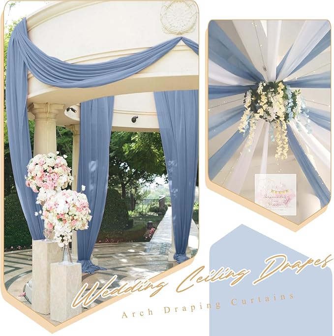 6 Panels Dusty Blue Ceiling Drapes - Image 6