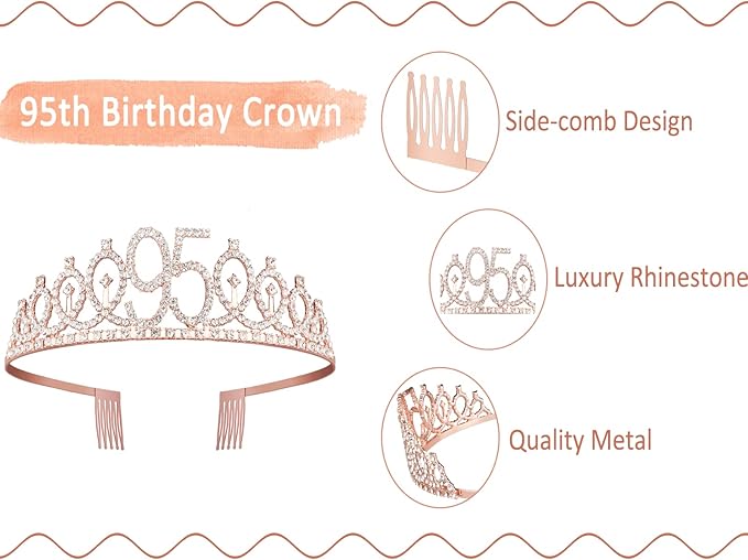 95th Birthday Decorations for Women Including Birthday Sash, Numeral Candles - Image 5