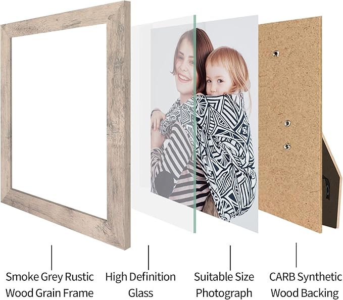 8x10 Picture Frame Set of 4, Smoke Gray Frame - Image 4