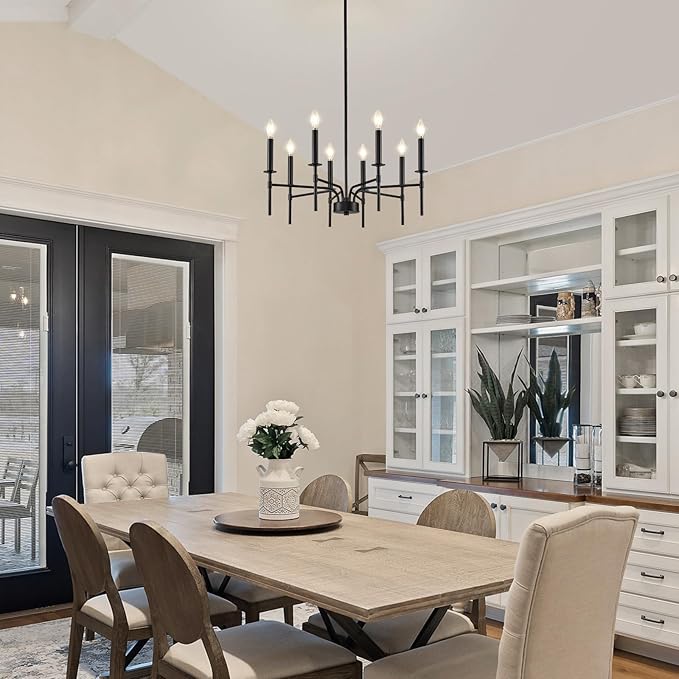 8 Light Black Chandelier Light Fixture, Modern Farmhouse Chandeliers - Image 6