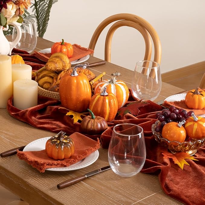 Terracotta Velvet Table Runner 3 Pack Fall Thanksgiving Burnt Orange Table - Image 6
