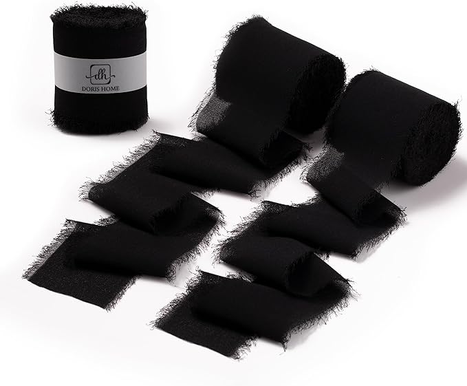 DORIS HOME Black Chiffon Ribbon by DorisHome