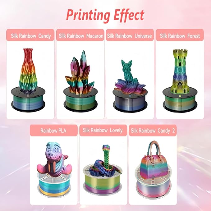 Kingroon Rainbow PLA 3D Printer Filament, 16kg Bundle, Color Changing, ±0.03mm - Image 4