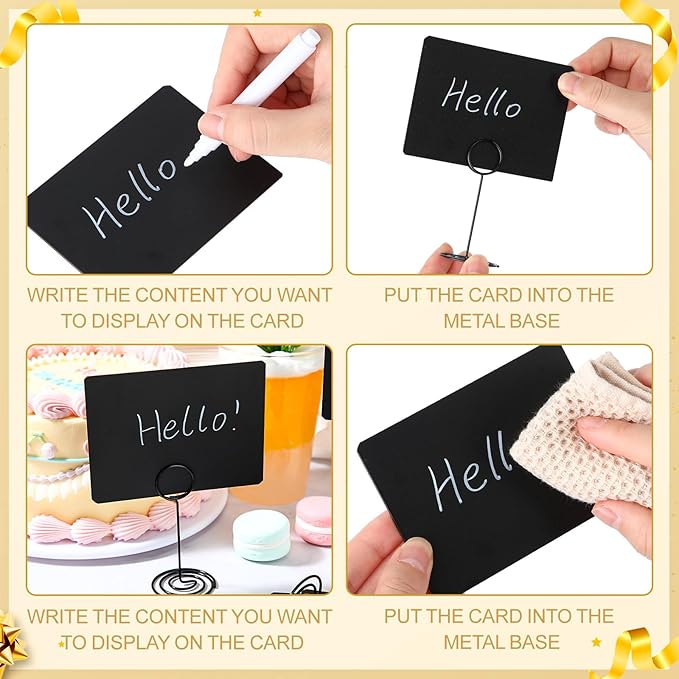 TecUnite 24 Pack Mini Chalkboard Signs, Tabletop Blackboard Signs Name Tags - Image 6