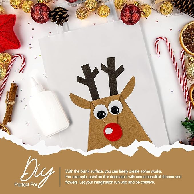 GSSUSA Paper Bags with Handles 10"X5"X13" Gift Bags Medium Size 200 Pack Kraft - Image 7