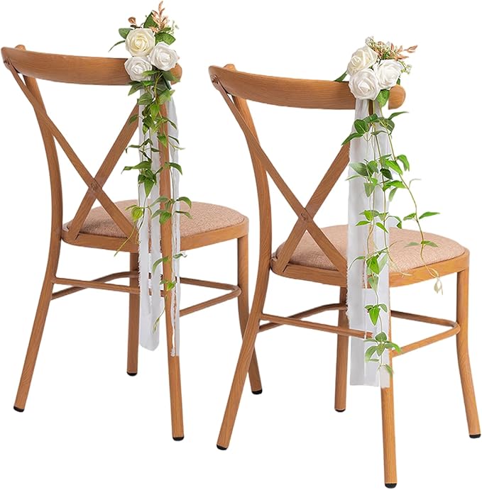 Meldel Wedding Chair Decorations Aisle Floral Set of 10 Artificial Flowers by Meldel