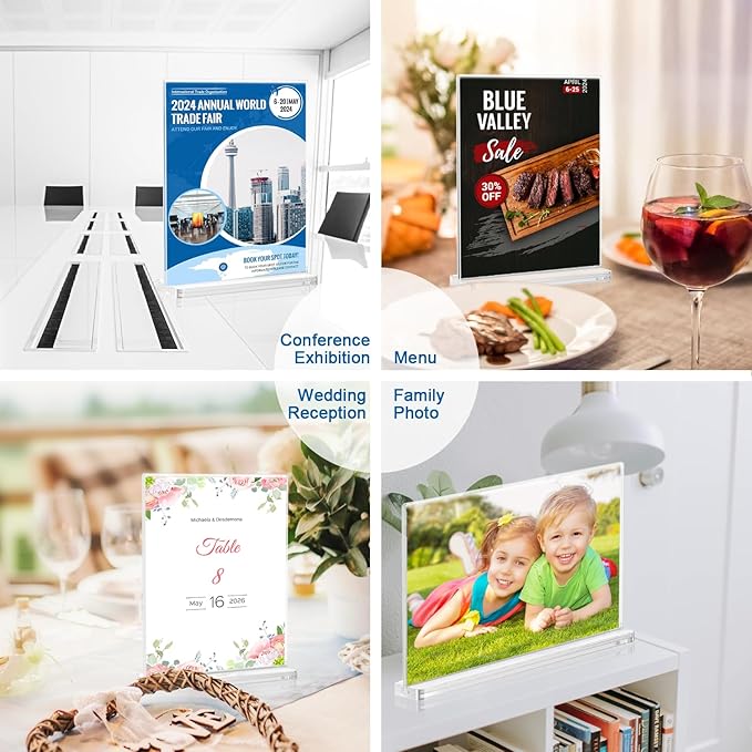 BlueValley 4x6 Acrylic Sign Holder, 12 Pack Plexiglass Picture Frame Double - Image 7