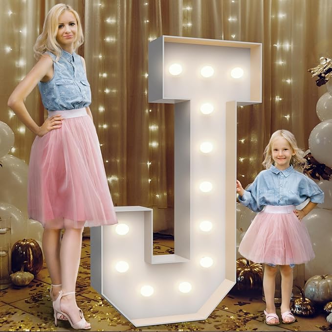 4FT Marquee Light Up Letters J, Party Decoration Large Marquee Light Up Letters by Teebloom