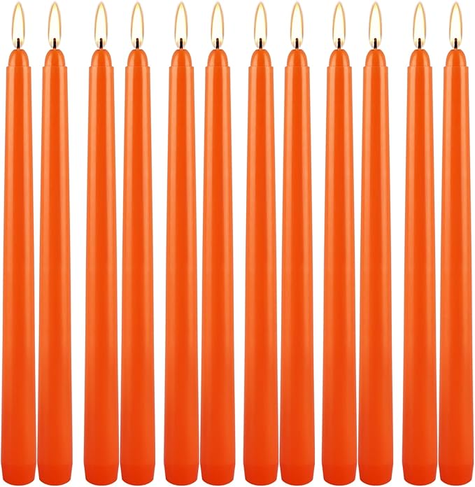 10 Inch Orange Slender Taper Candles Set - Image 2
