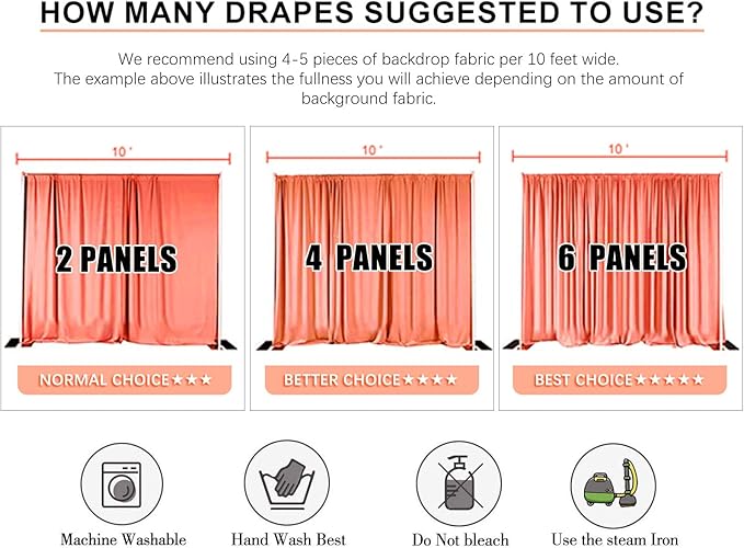 2 Panels Deep Green Backdrop Curtain, 10 x 10 Feet Background Curtains - Image 3