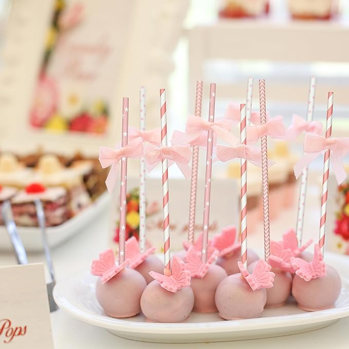 200 Biodegradable Pink Paper Straws, Party Straws - Image 7