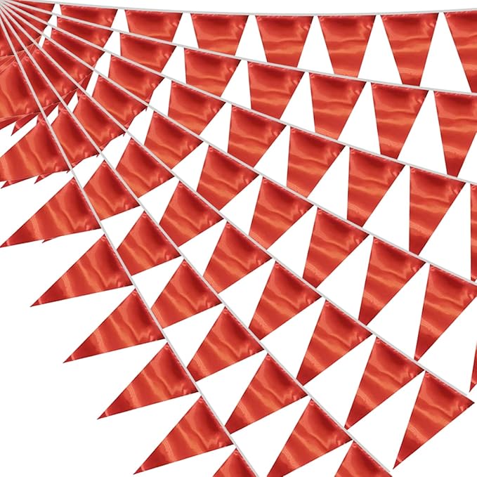 40M/130FT Red Triangle Pennant Banner Flag Metallic Fabric Bunting Garland by raqieden