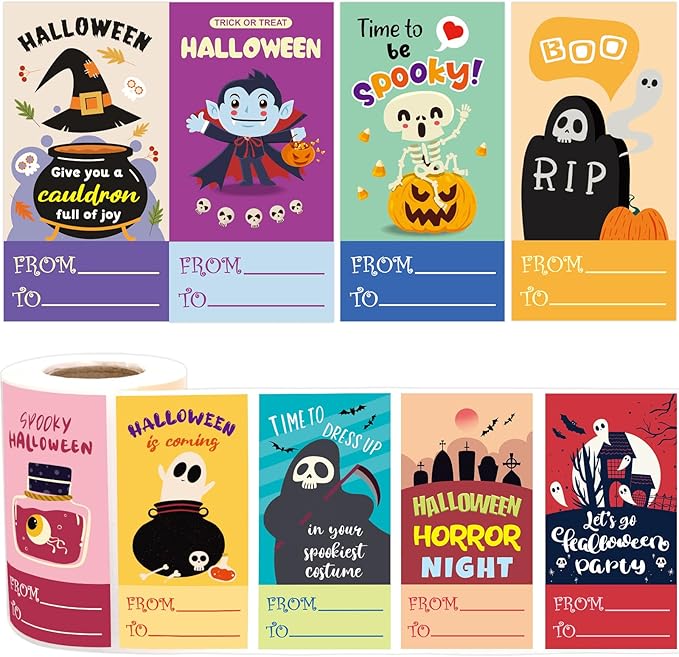 Fancy Land Halloween Stickers to from Name Gift Tags Happy Halloween Envelope by FancyLand