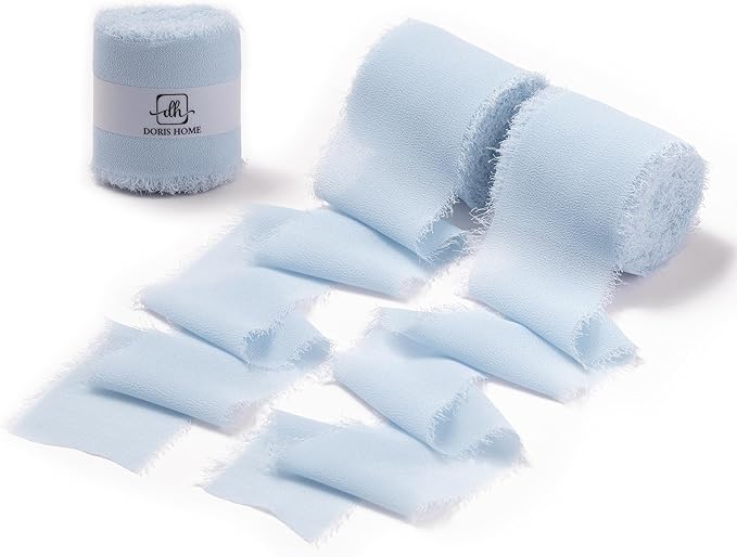DORIS HOME Baby Blue Chiffon Ribbon by DorisHome