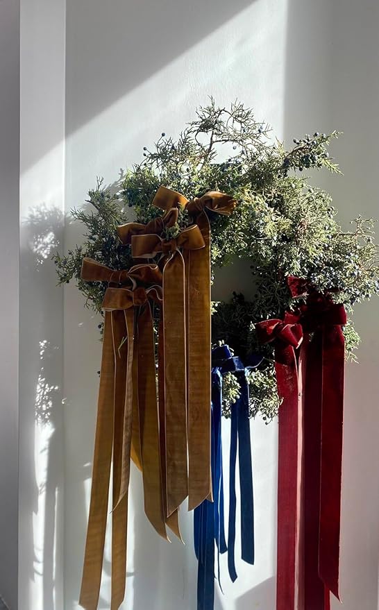 Navy Blue Christmas Velvet Ribbon - Image 8