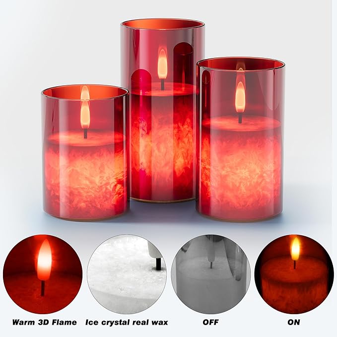 Ice Crystal Real Wax Glass Flameless Candles - Image 6