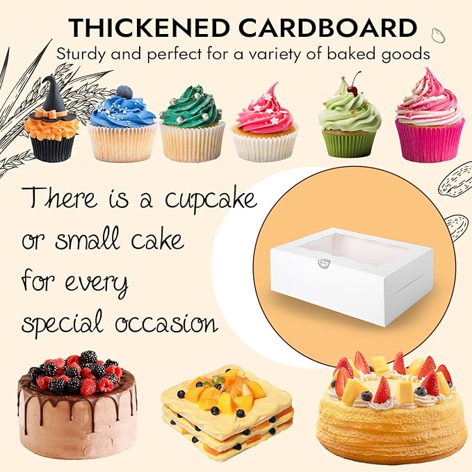 JCD 9 Holes Fit 8 Cupcakes and 1 Mini Cake Box Combo, 8 sets of Cake Boxes - Image 5