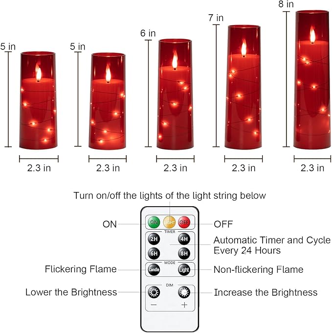 Raycare Flameless Candle with Remote Timer – 5 Flickering Acrylic Battery - Image 6