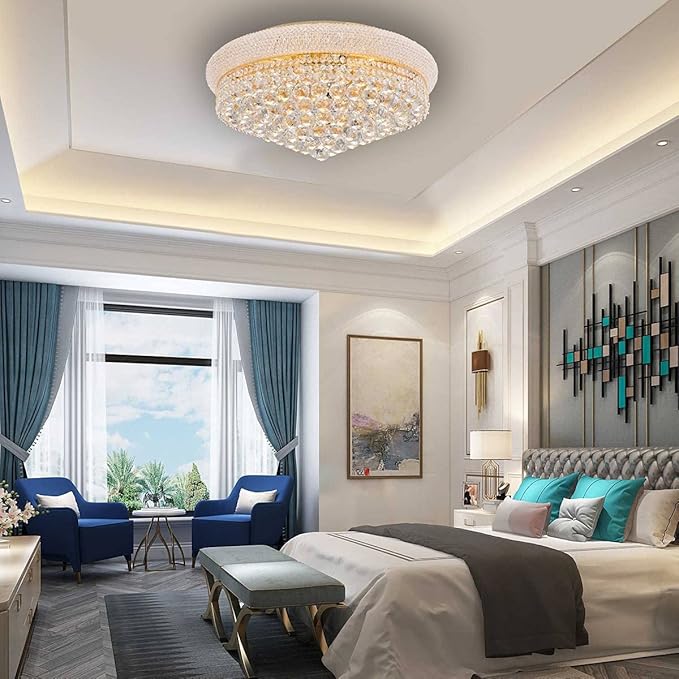 11-Lights Golden Finish Classic Empire Style K9 Crystal Chandelier Ceiling Light - Image 7