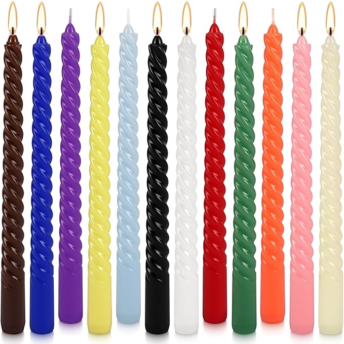 12-Pack 12-Color Spiral Taper Candles - Image 2