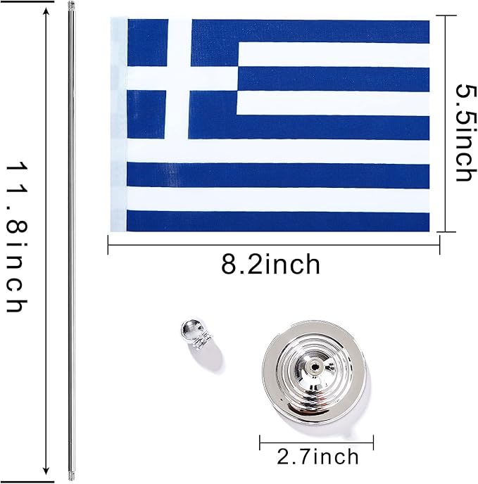 ZXvZYT 2 Pack Greece flag Greek Table Flag Small Mini Greek Desk Flags - Image 2