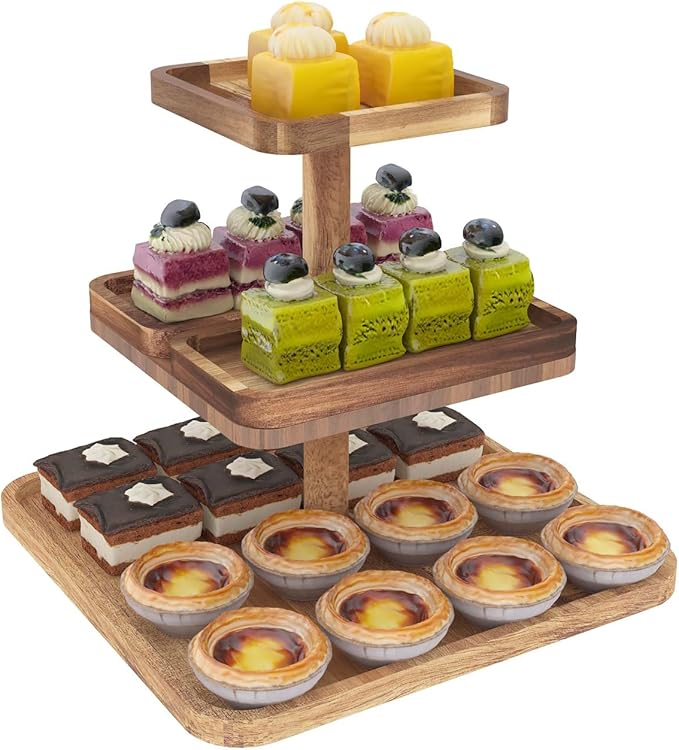Acacia Wood 3 Tier Cupcake Stand by TCMILA