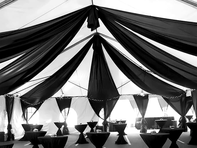 6 Panels Black Ceiling Drapes 5ftx20ft Wedding Chiffon Fabric Arch Draping by fani