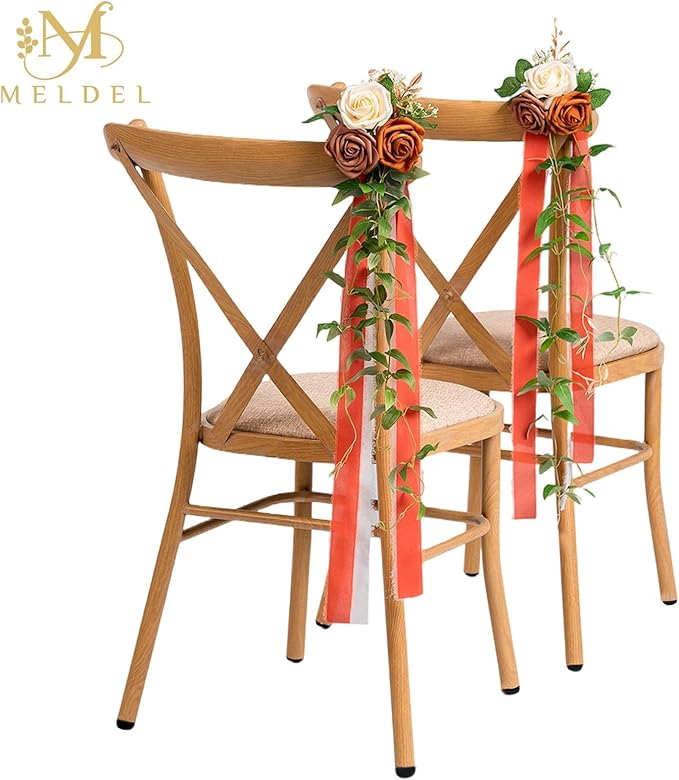 Meldel 10Pcs Wedding Chair Decorations Aisle Flowers Swag Artificial Flower - Image 4