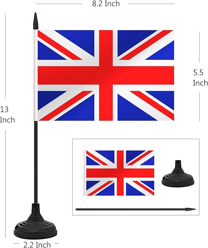 12 Pack UK Desk Flag Set, Britain Table Office Flag, Small Miniature Desktop - Image 2