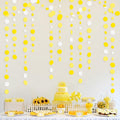 46 Ft Yellow White Circle Dots Garland Gradient Yellow Polka Dot Hanging Paper by pinkblume