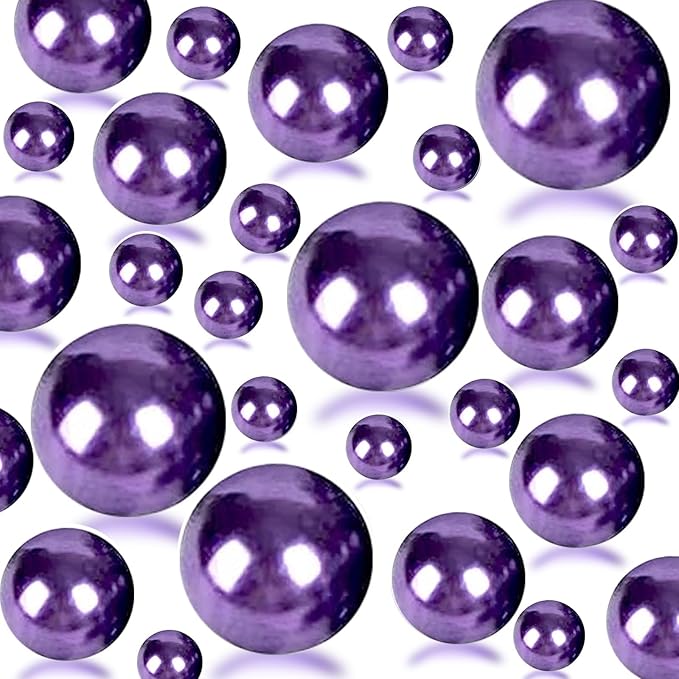 300Pcs Dark Purple Polished No Hole Faux Pearl Beads by Cusmation