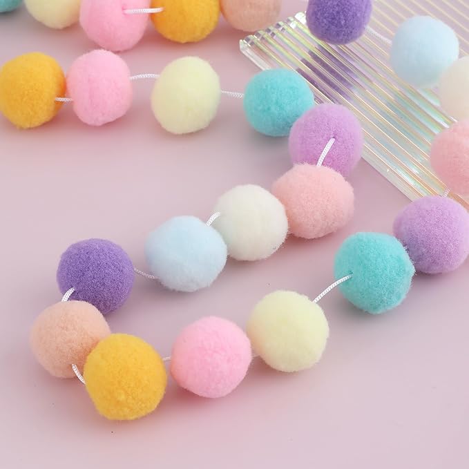2 Pcs Pom Pom Garland 9.8 Feet 30 Balls Felt Ball Garland Pastel Ball Banner - Image 5