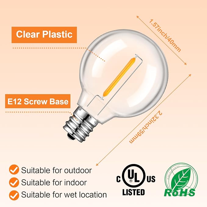 50 Pack G40 LED Replacement Bulbs - Image 5